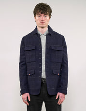 IMMORTAL Monaco Car Coat - Bouclé Windowpane Navy Check