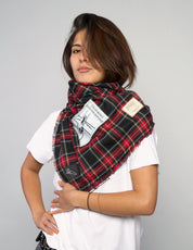 The Riot Patched Scarf in Black & Red Tartan