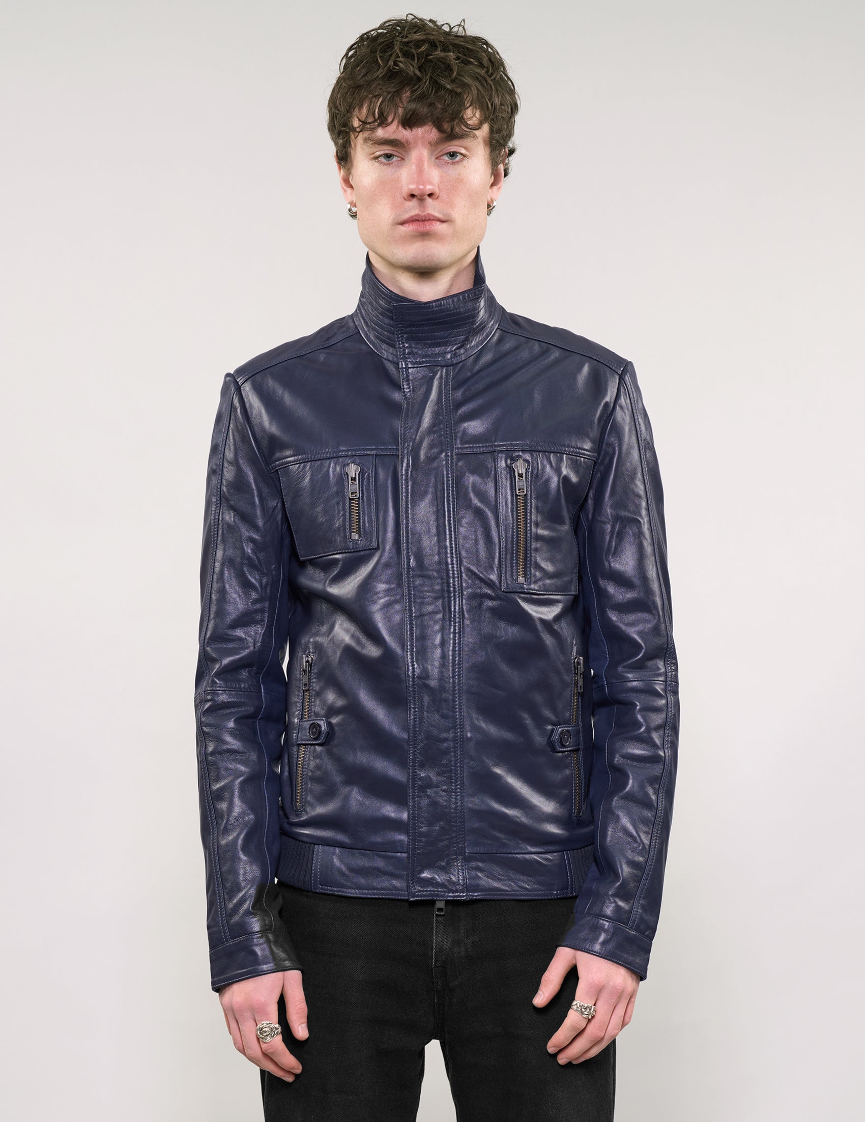 IMMORTAL Navy Leather Jacket