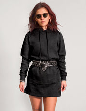 Party Back Hoodie Dress in Black