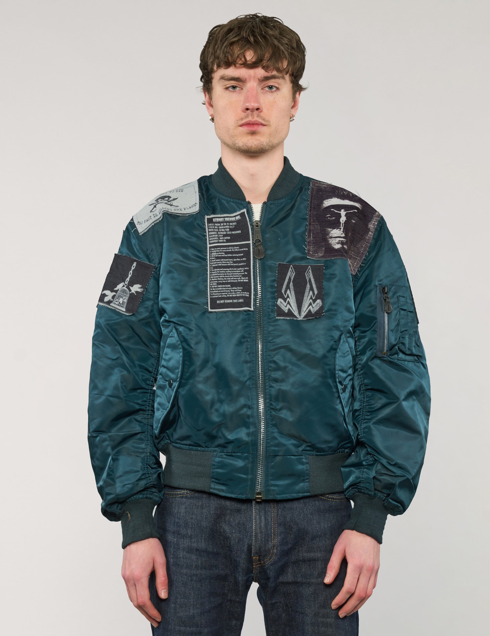 MA-1 Light Weight Patched Bomber Jacket in Navy