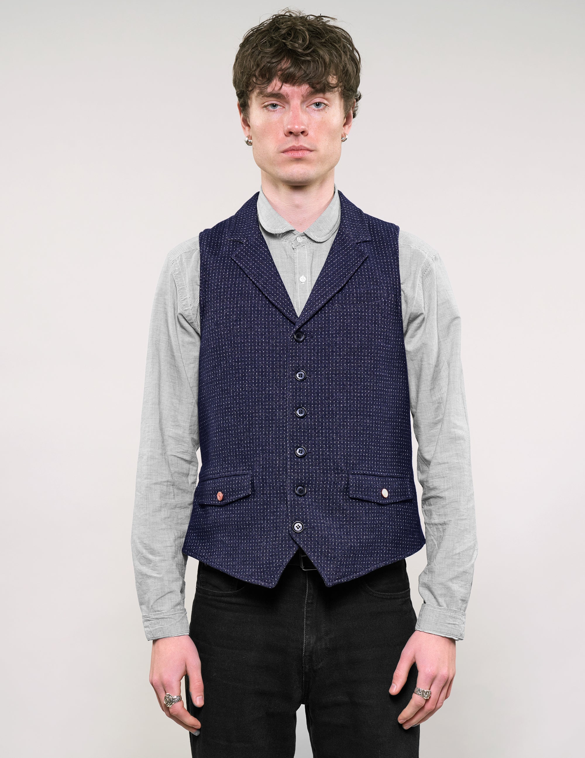 IMMORTAL Hawthorn Navy/Ecru Micro Dot Waistcoat