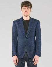 ST Navy Herringbone Wool Blazer