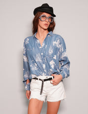 Chemise en jean à imprimé safari