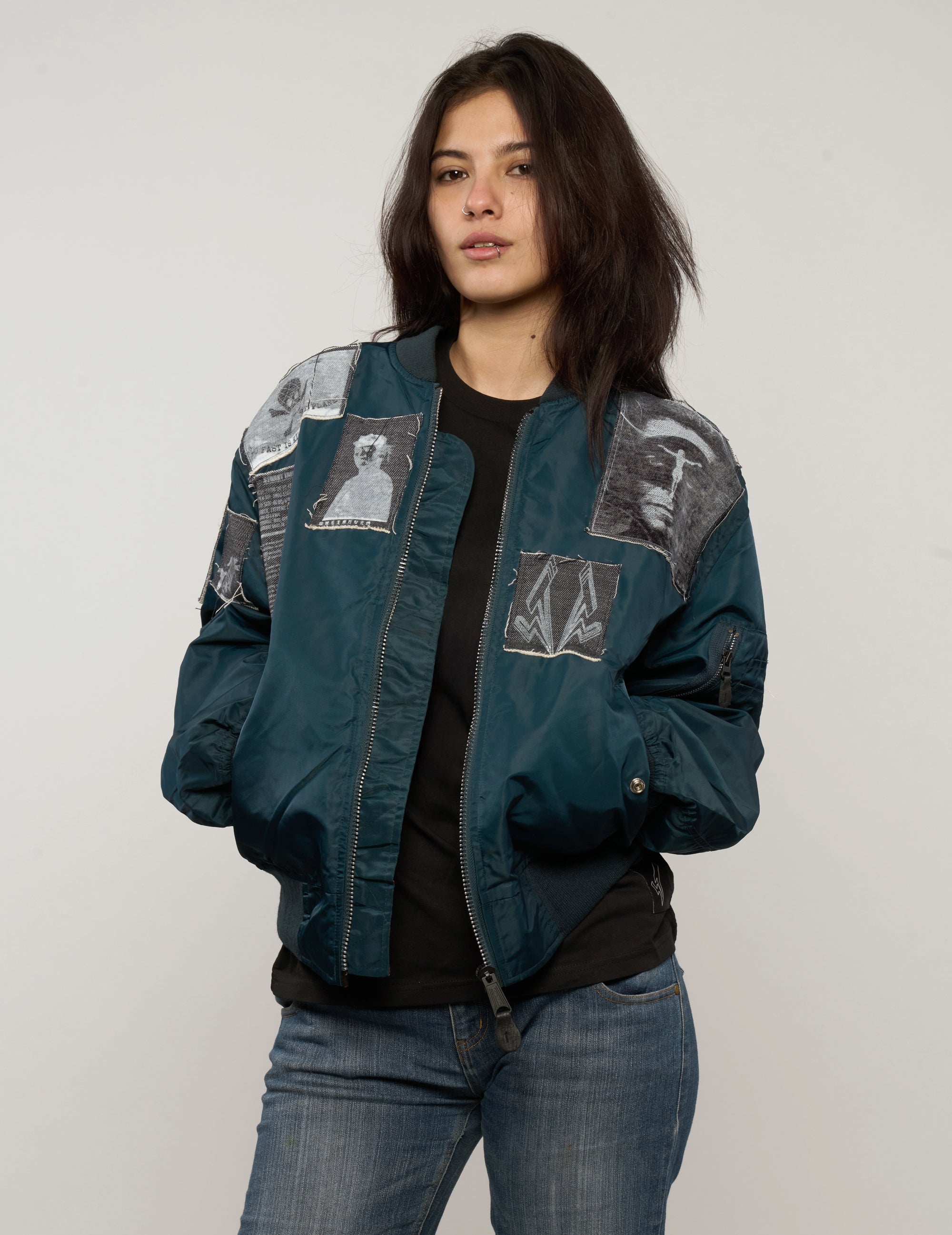 MA-1 Light Weight Patched Bomber Jacket in Navy