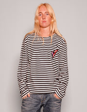 Vintage Naval T-Shirt in Black Stripe with Embroidered Logo