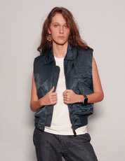 Light Weight Collared Bomber Gilet in Navy