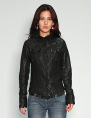 'Peace' Laser Printed Leather Jacket