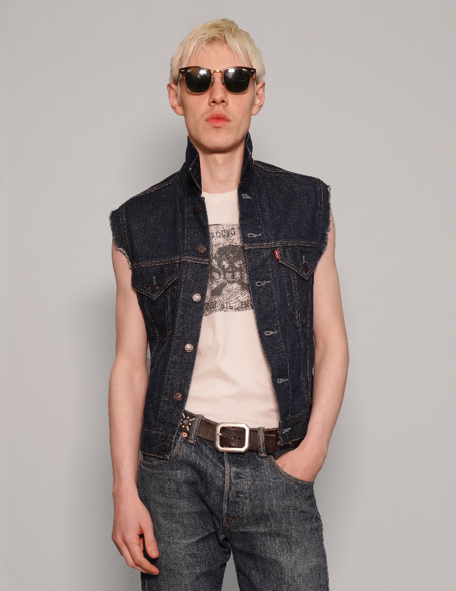 Men's Vintage Levi's Denim Vest Jacket with David Bowie Patch | Stuart Trevor