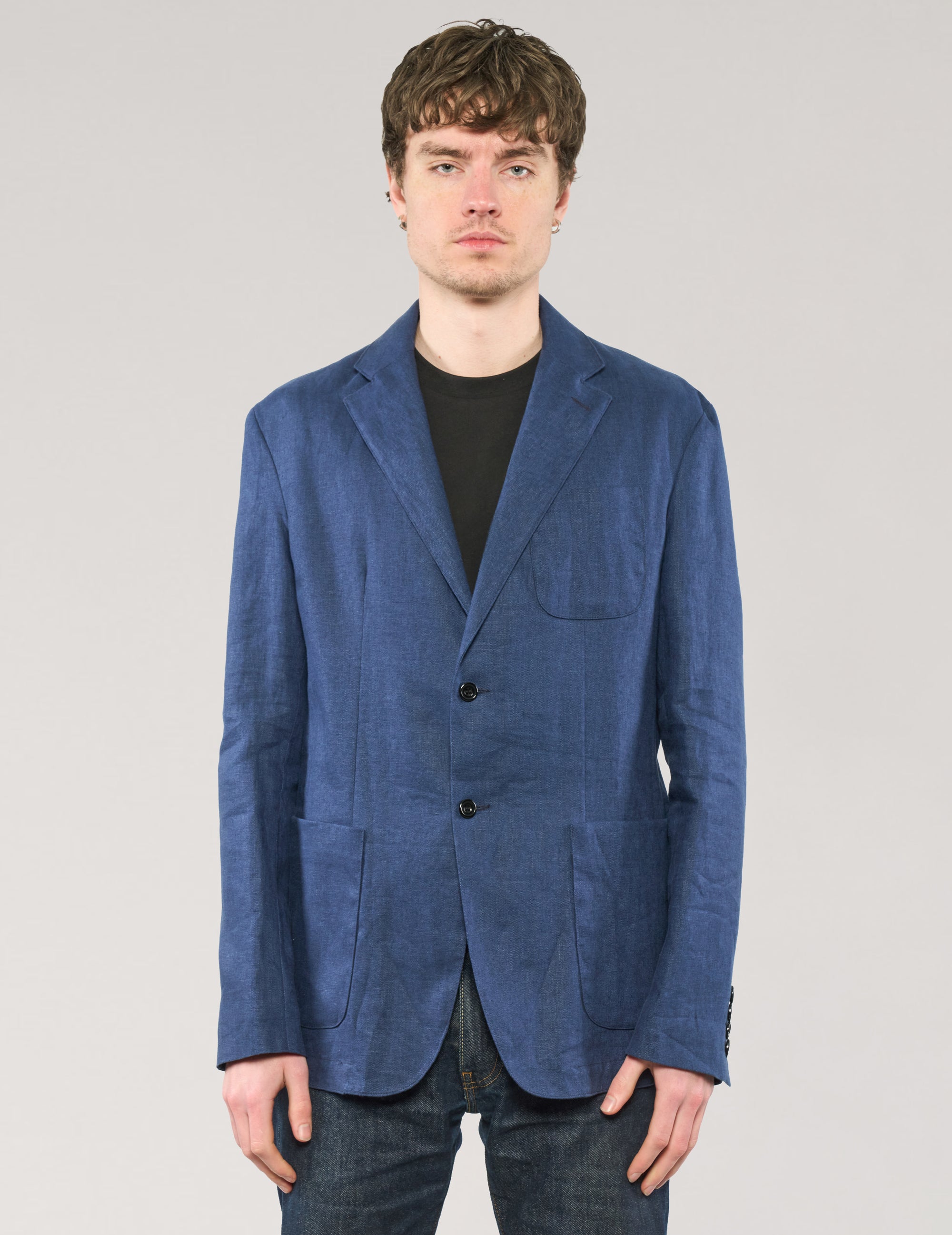 Linen Blazer in Navy Blue