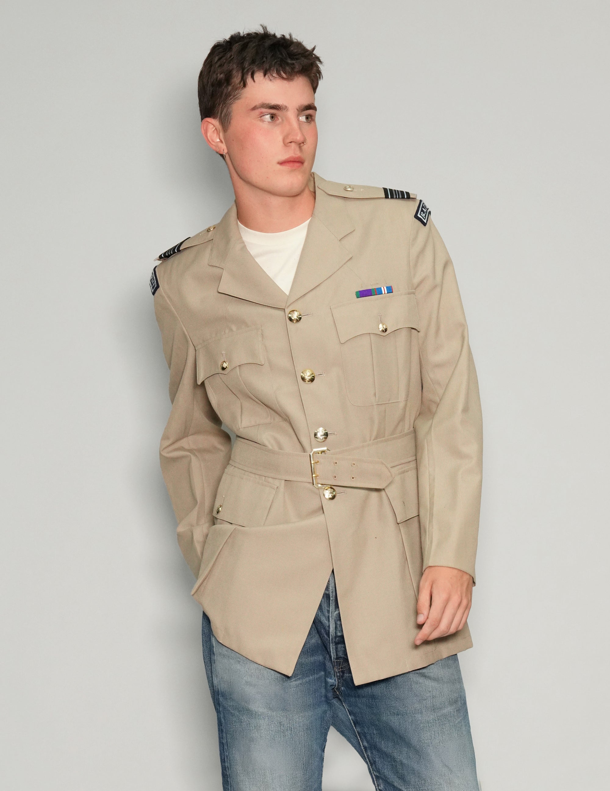 Men's Vintage RAF Blazer in Beige | Stuart Trevor