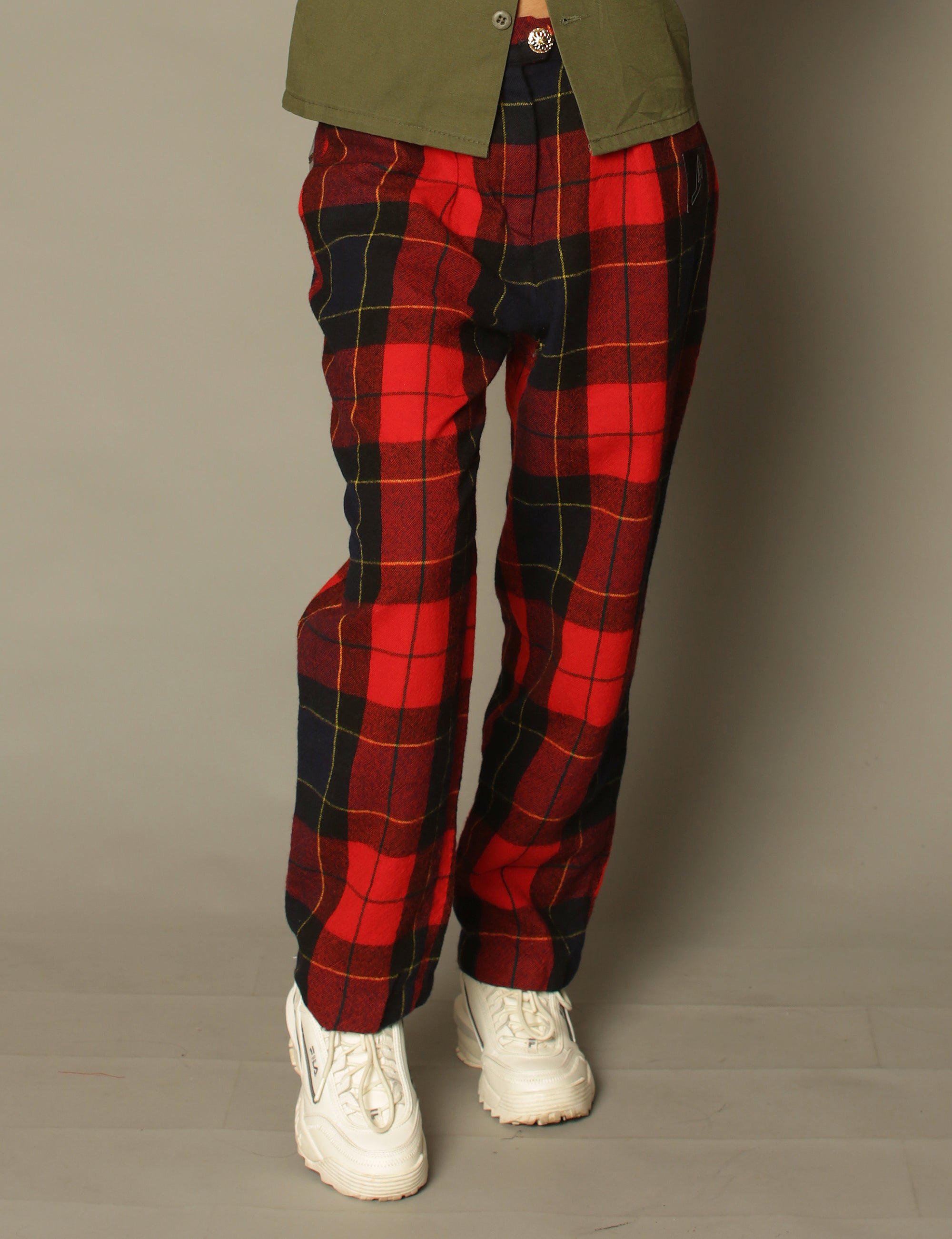 Red Tartan Wool Pants