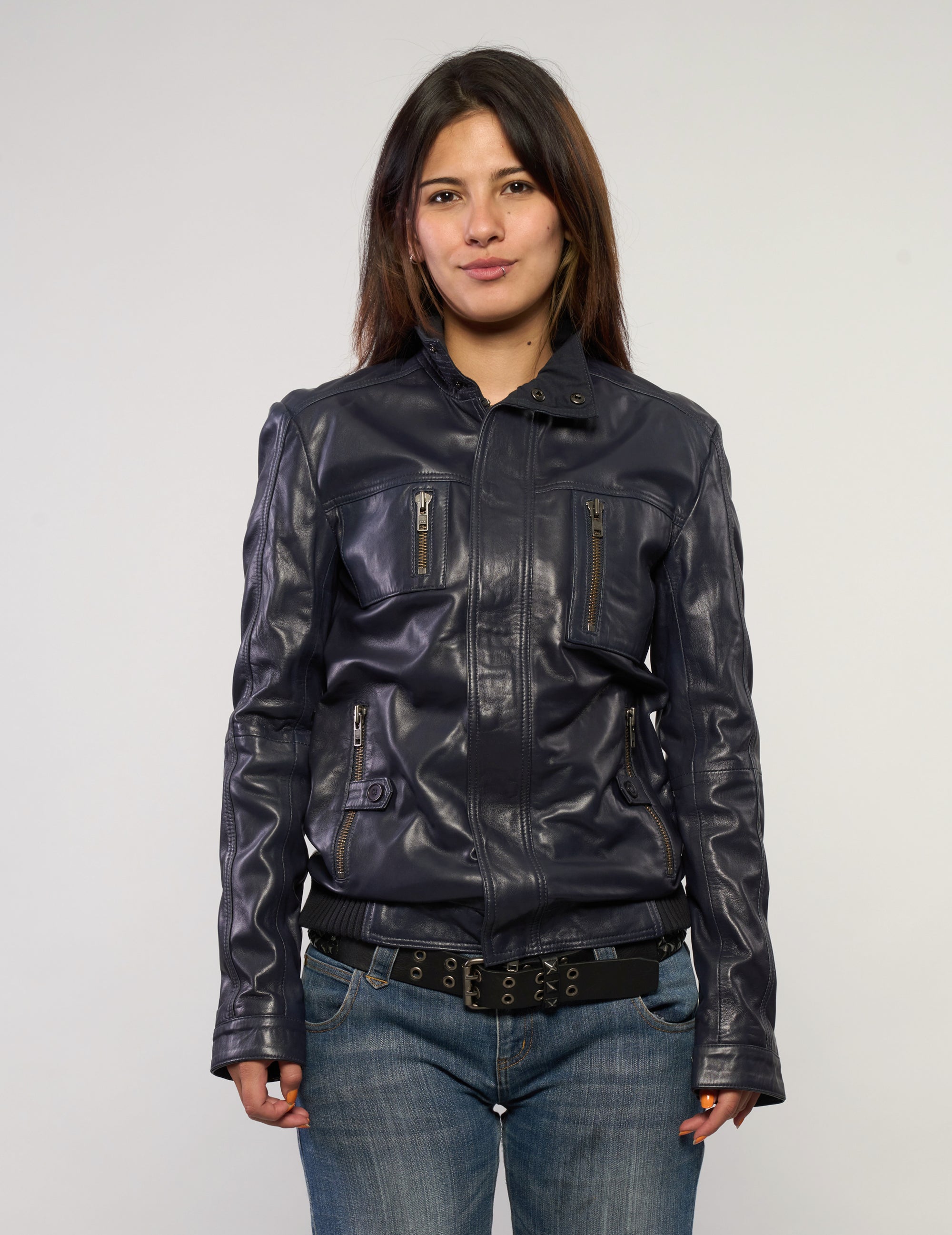 IMMORTAL Navy Leather Jacket