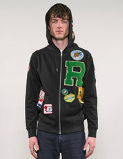 Limited Edition Patched Zip Hoodie in Black