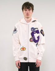 LIMITED EDITION Patched Zip Hoodie in Ecru
