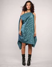 The Pirate Dress – Teal Crinkle Taffeta