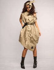 The Pirate Dress – Stone Baroque Jacquard Rayon Taffeta