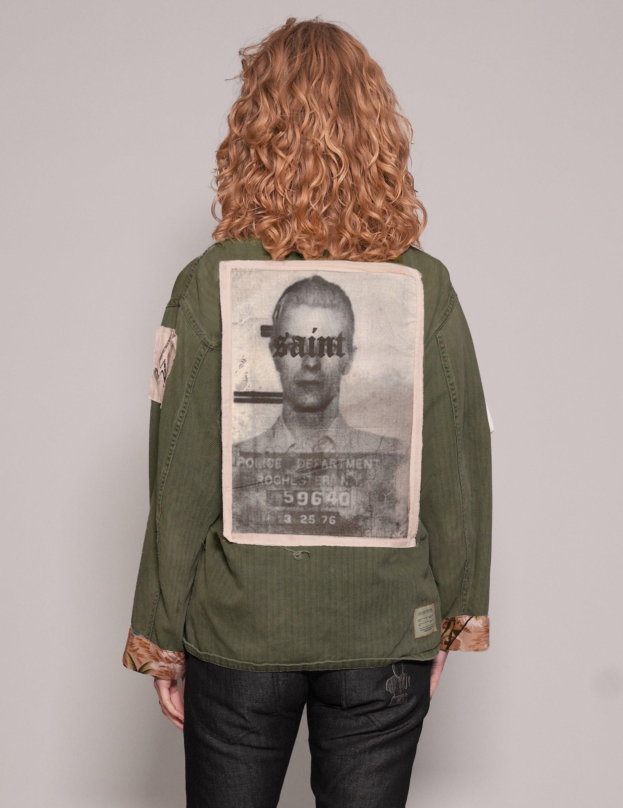 Women's Vintage Army Shirt with Patches in Khaki Green | Stuart Trevor