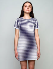 Vintage Naval Breton T-Shirt Dress in Blue Stripe