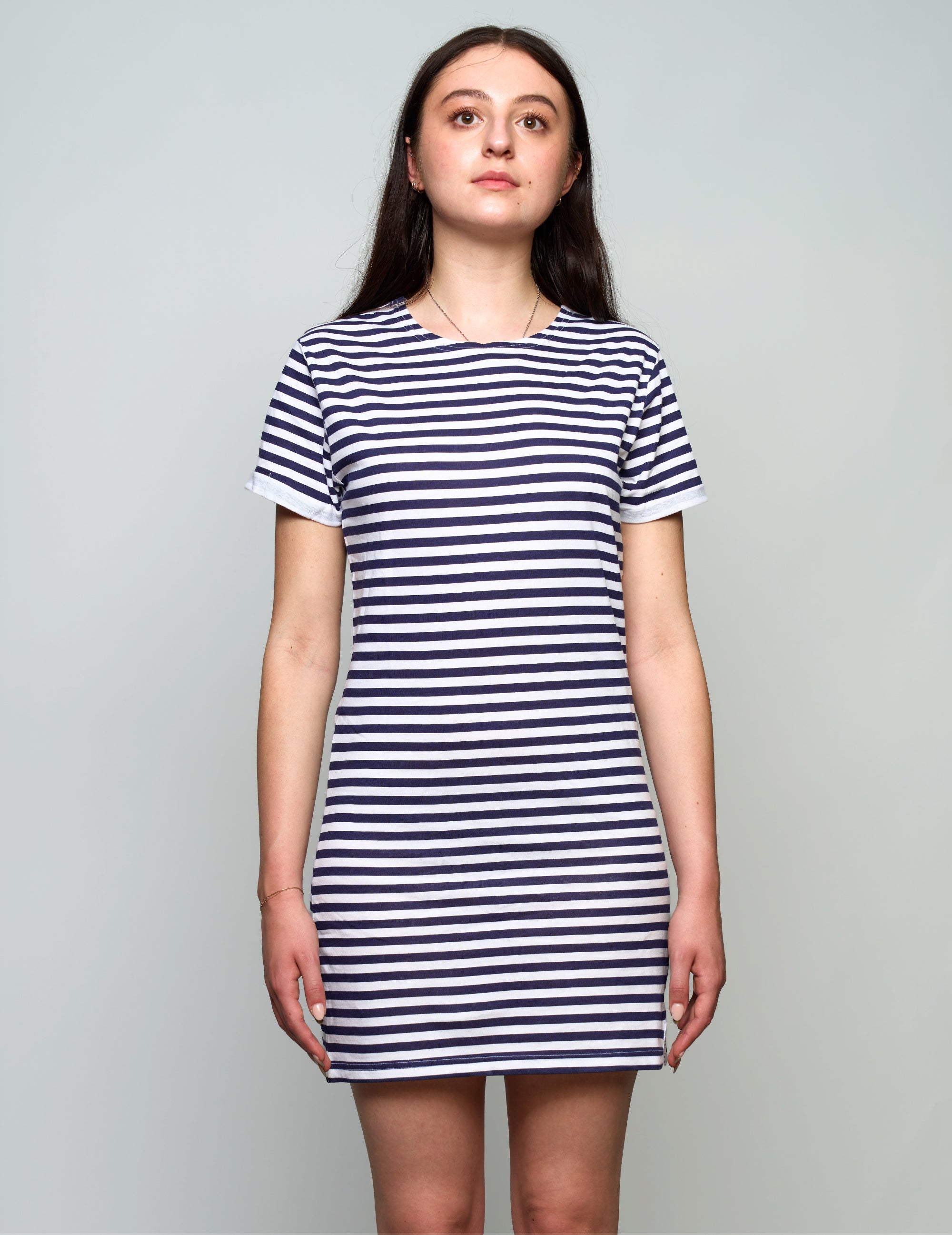 Vintage Naval Breton T-Shirt Dress in Blue Stripe