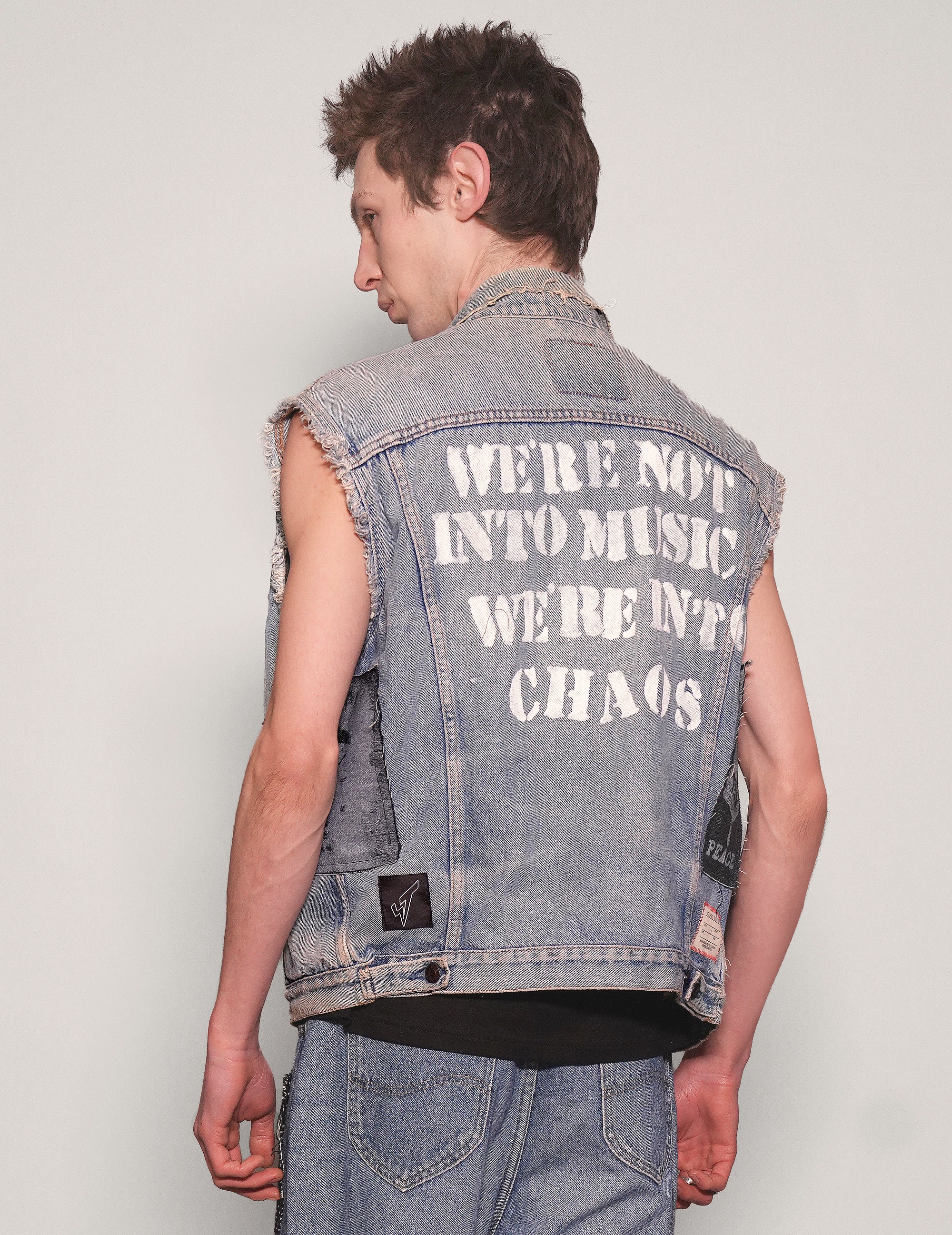 Vintage Patched Denim Jacket Vest