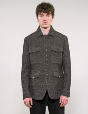 IMMORTAL Monaco Car Coat - Tweed Charcoal and Black