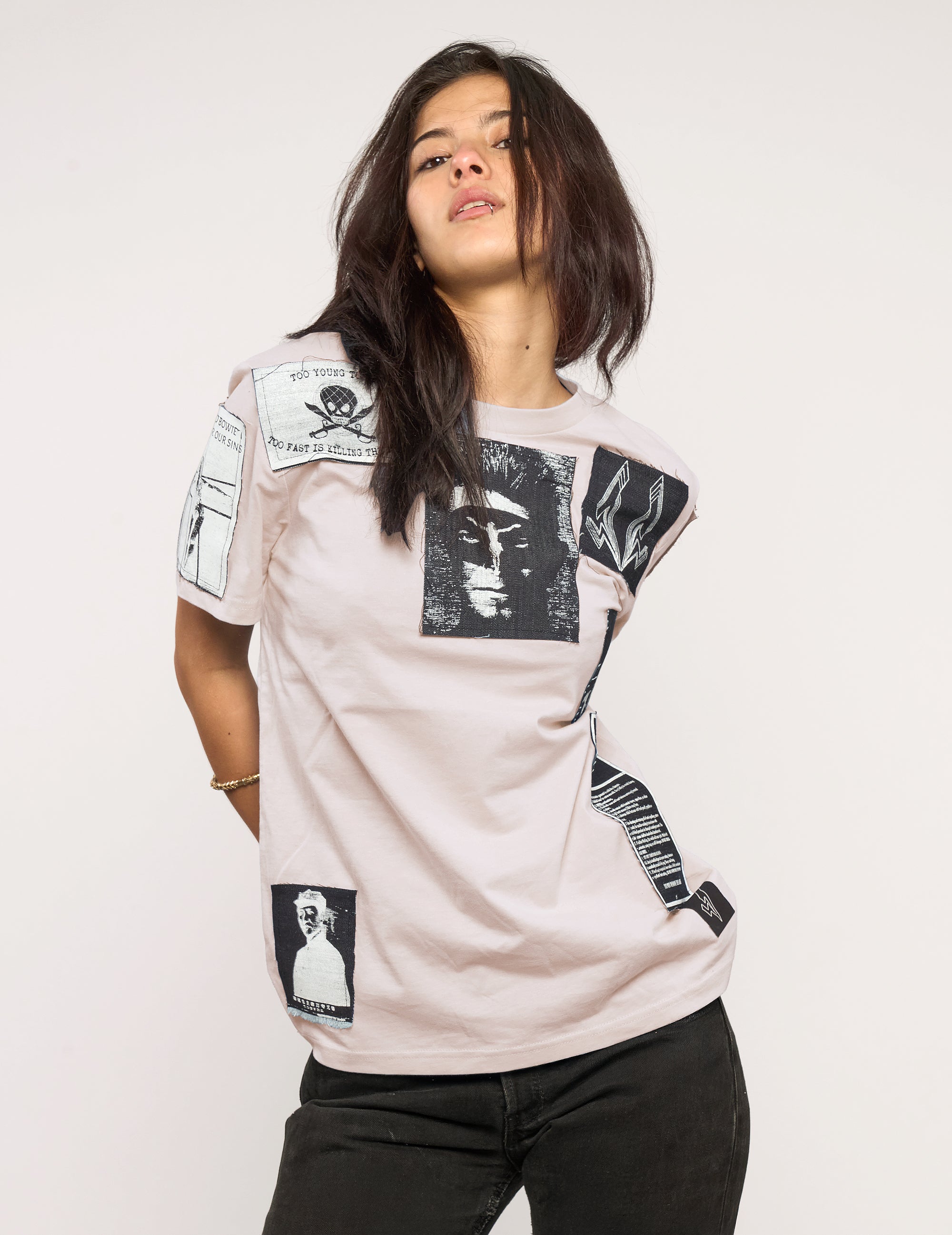 'Saint' Multipatch T-Shirt in Pink