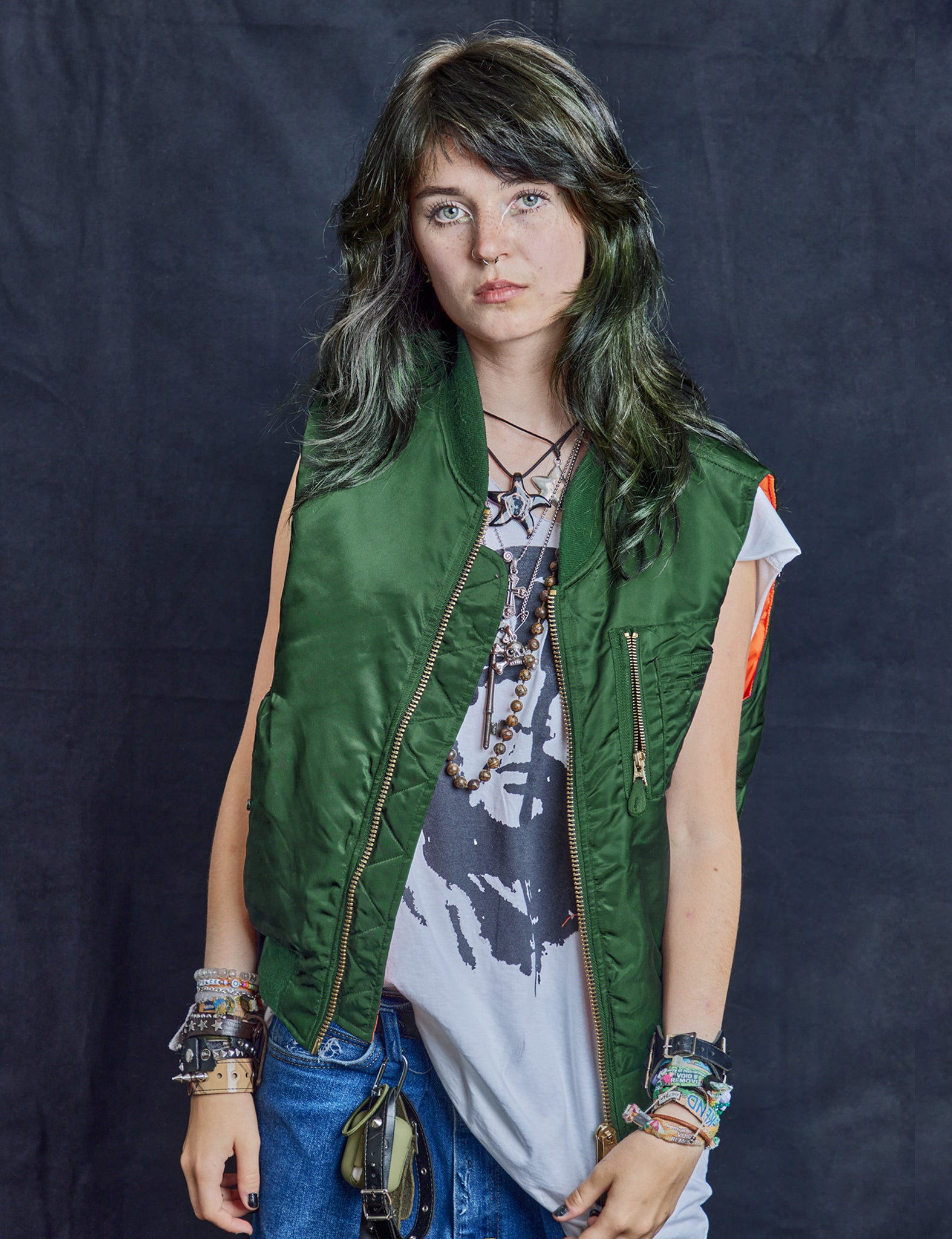 Bomber Gilet in Green