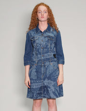 'Peace' Laser Print Dark Denim Dress