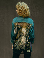 Party Back Shirt - Gold Star Sequin - Blue Denim