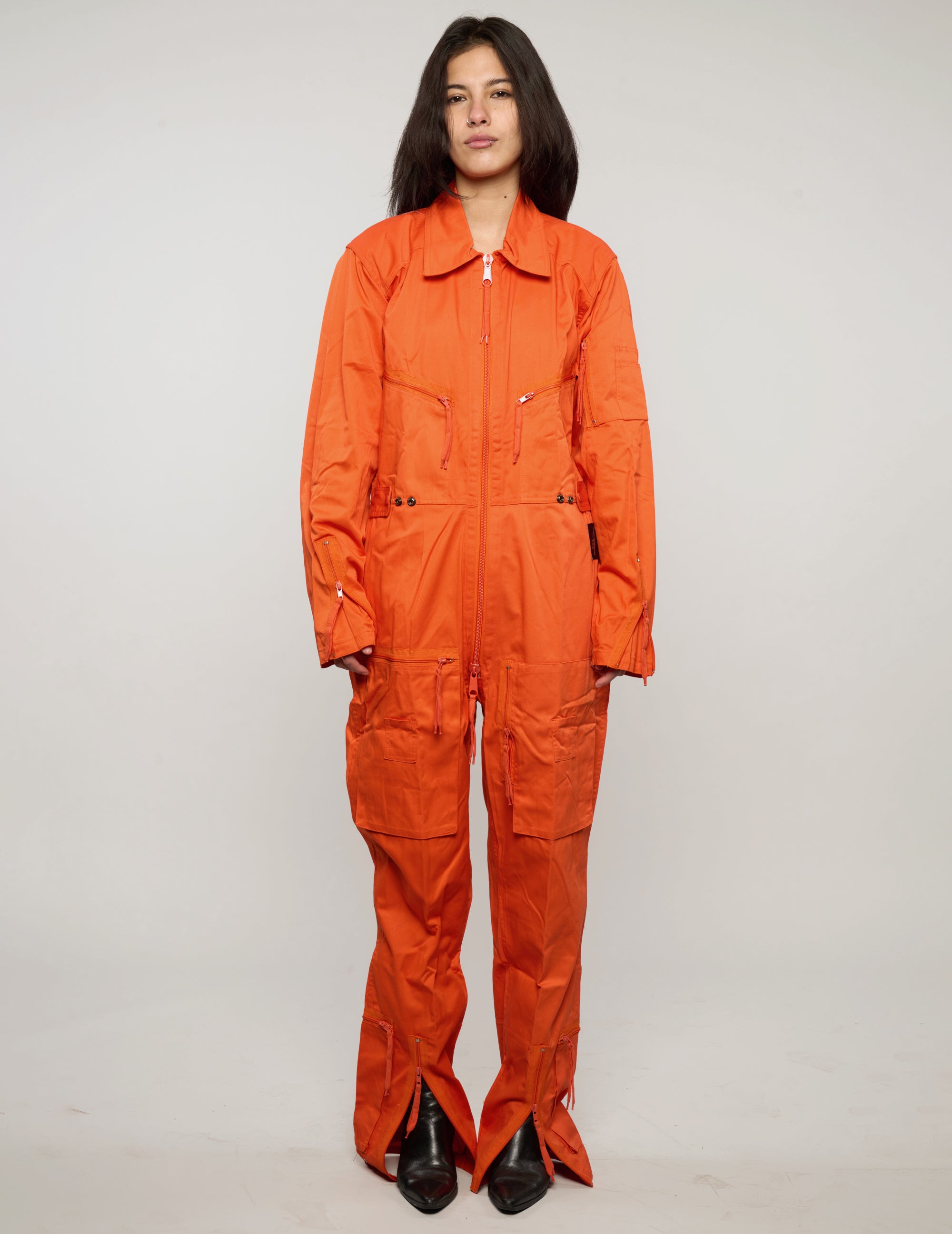 Military Style Jumpsuit in Orange