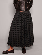 Mesh Maxi Skirt - Black Polka Dot