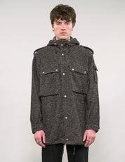 IMMORTAL Hooded Parka in Tweed Charcoal and Black