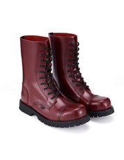 Underground Commando Steel Cap Boots in Cherry Red Leather