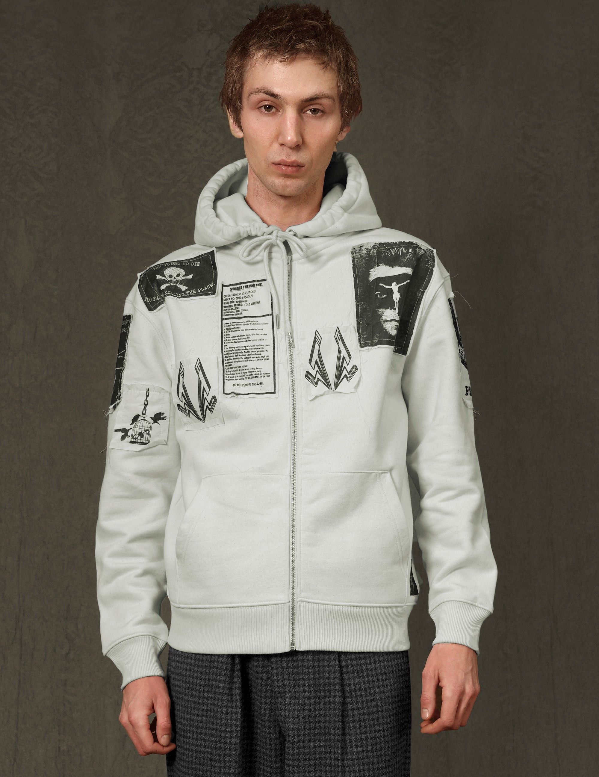 ST Multipatch Zip Hoodie in Ecru