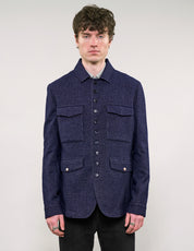 IMMORTAL Monaco Car Coat in Navy Micro Dot