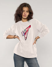 ST 'A Lad Insane' Long Sleeve Logo Tee in Ecru