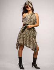 The Pirate Dress – Silver Metallic Stripe Tweed