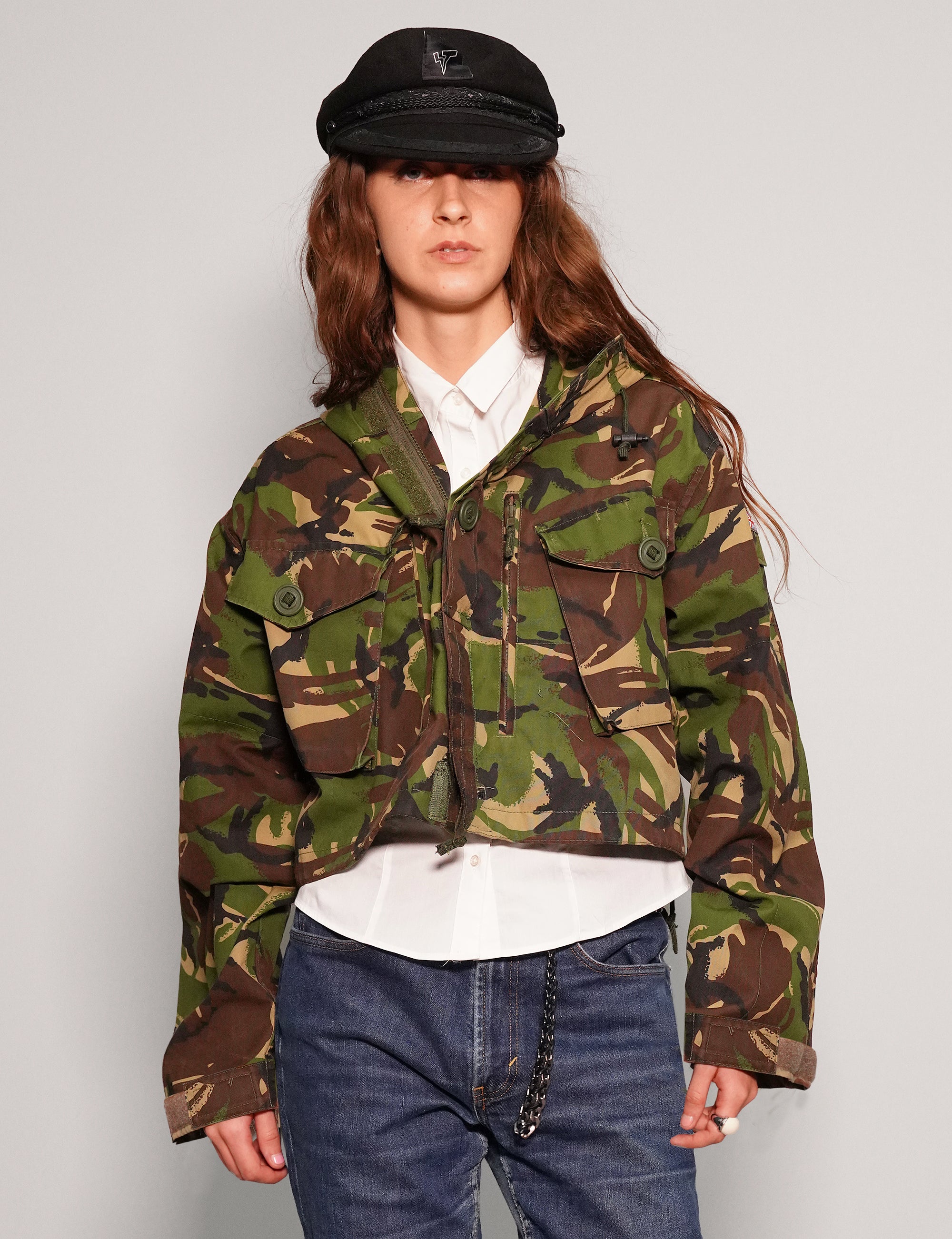Cropped Smock Jacket in Camo