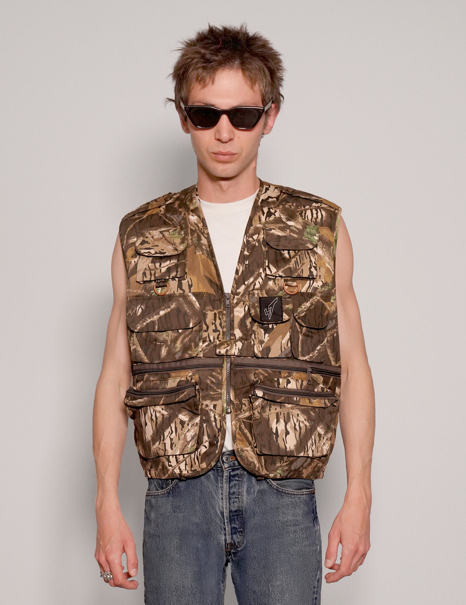 Men's Vintage Tactical Utility Gilet in Camo | Stuart Trevor