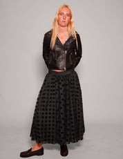 Mesh Maxi Skirt - Black Polka Dot