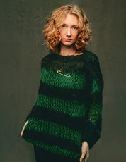 "PISTOLS" Mohair Hand knits - Green and Black