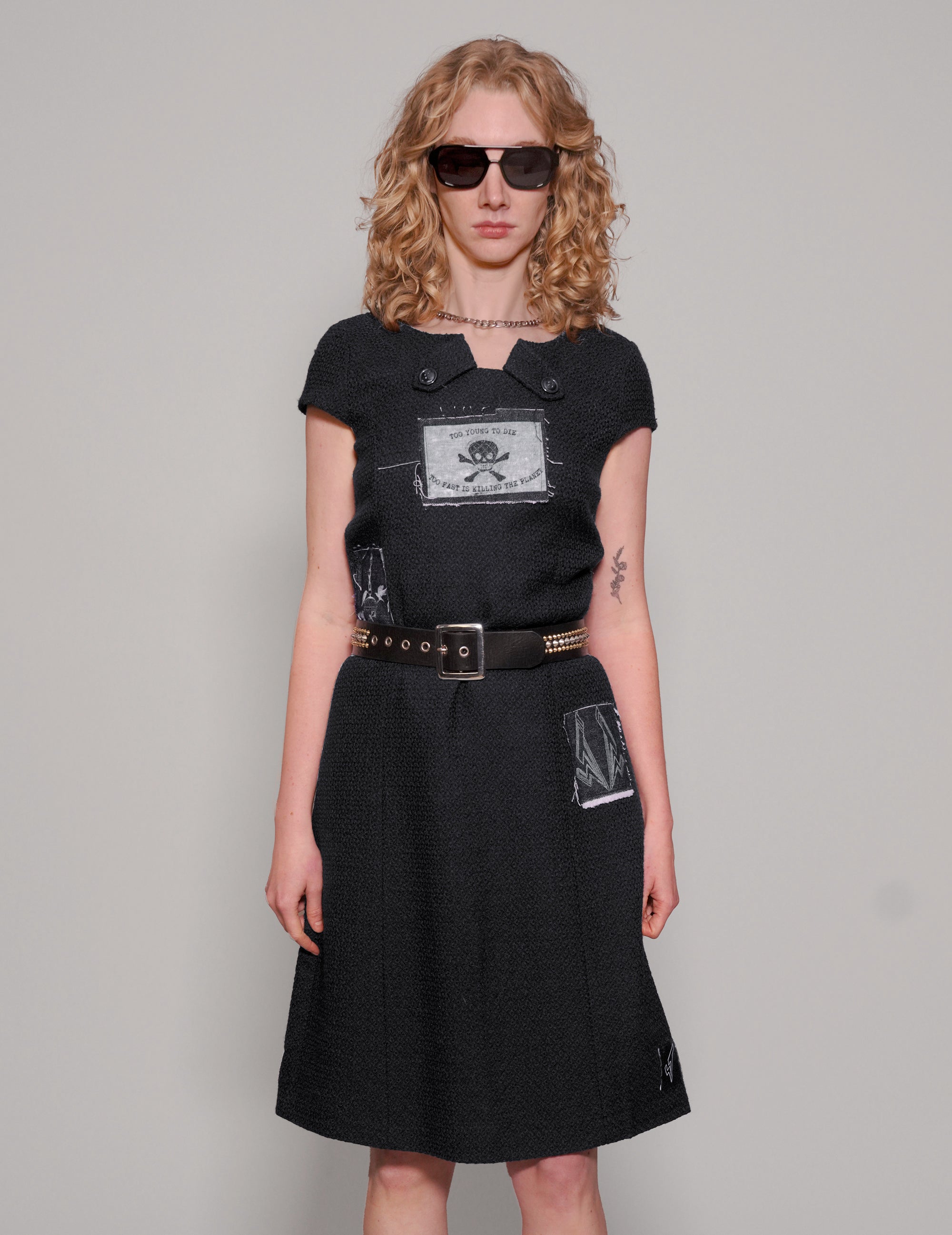 Vintage ST Patched Dress in Navy