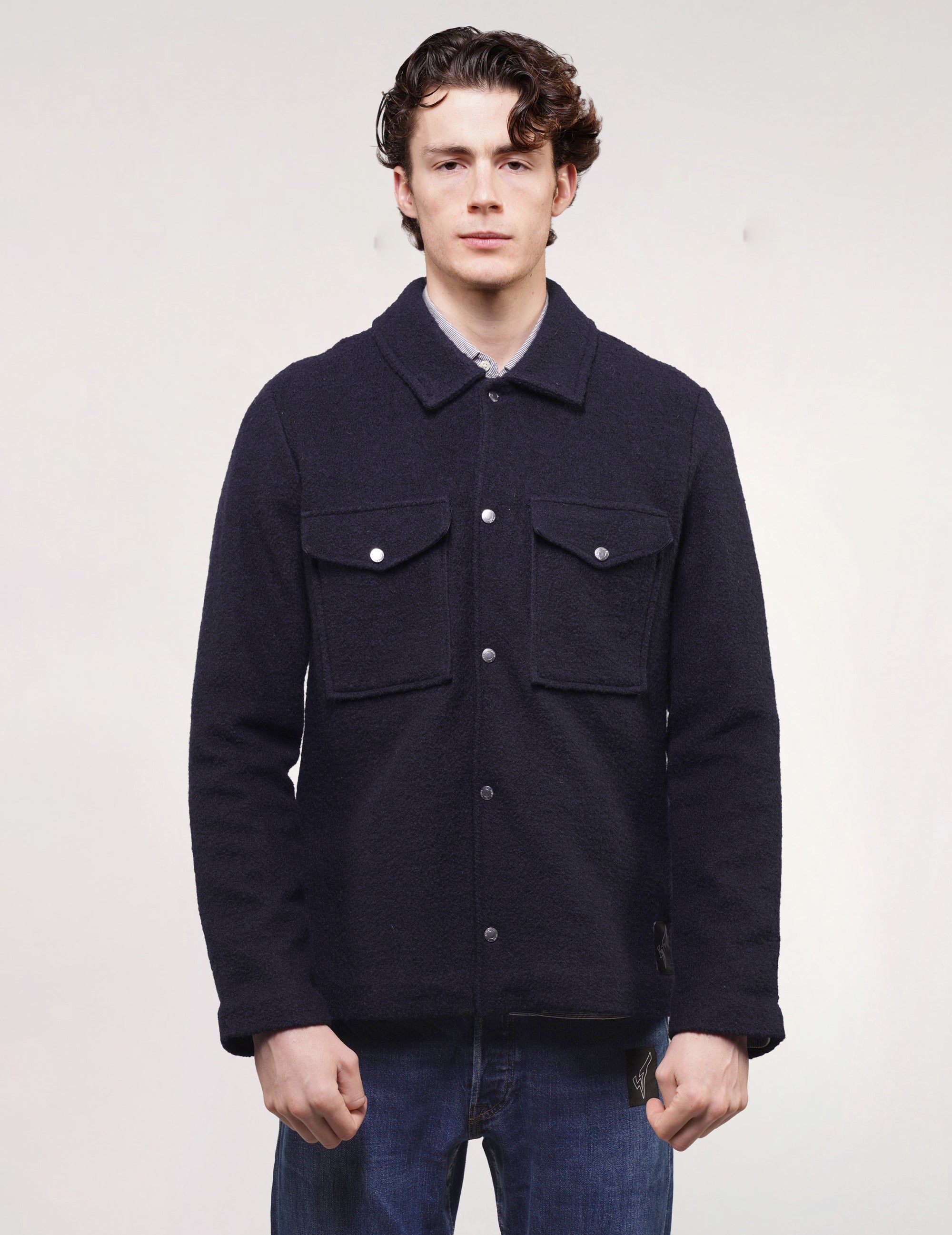 Reiss Textured Wool Jacket in Navy