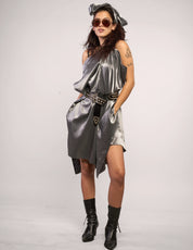 The Pirate Dress – Gunmetal Taffeta