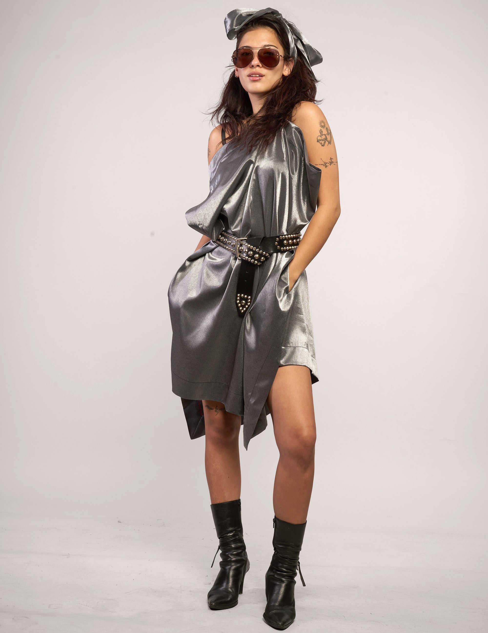 The Pirate Dress – Gunmetal Taffeta