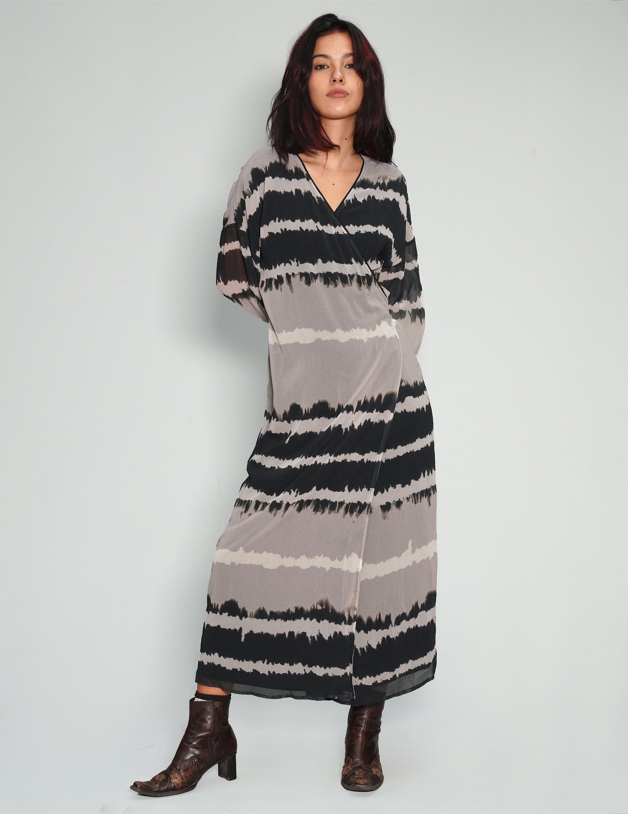 Black and Grey Tie Dye Dress