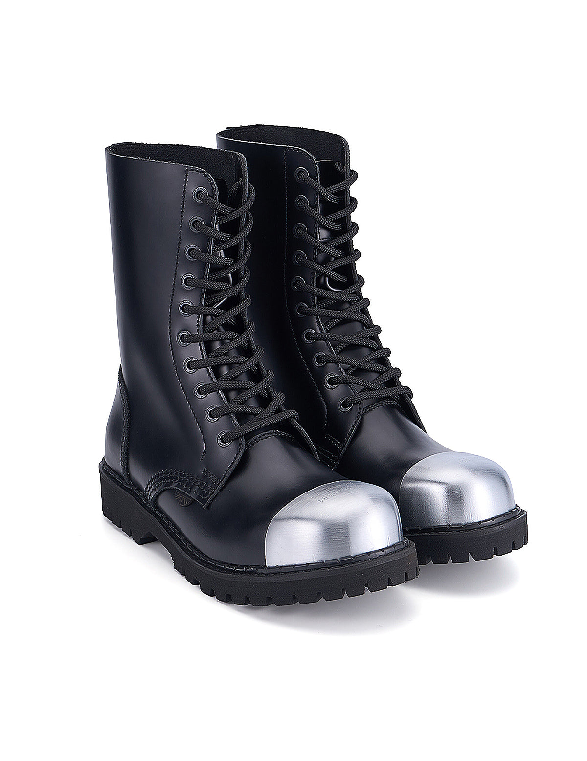Underground Commando External Steel Toe Cap Boots in Black Leather