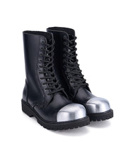 Underground Commando External Steel Toe Cap Boots in Black Leather