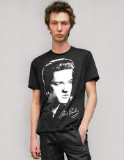 T-Shirt mit Porträt „The King“ – Schwarz